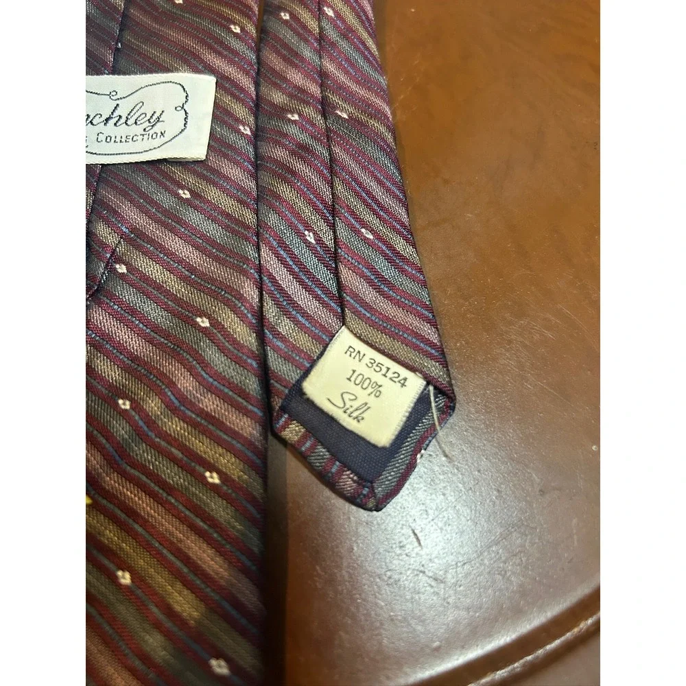 Benchley Designer‎ Collection Purple Men's 100% Silk Tie Striped Necktie